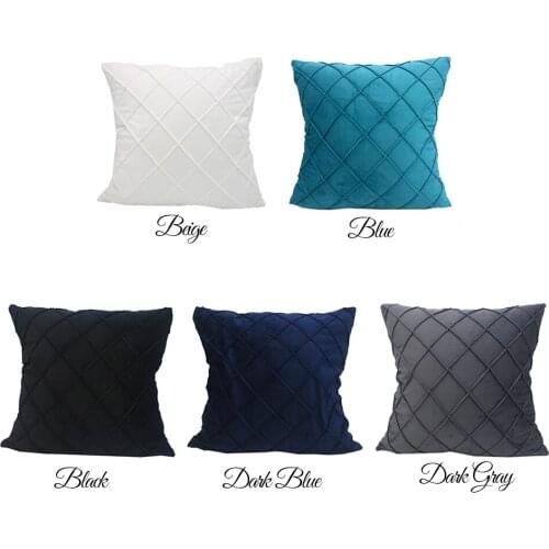 CURCYA Nordic Fashion Modern Velvet Cushion Cover Solid Colors Luxury Check Plaid Pillow Cover Case Christmas Sofa Home Decor