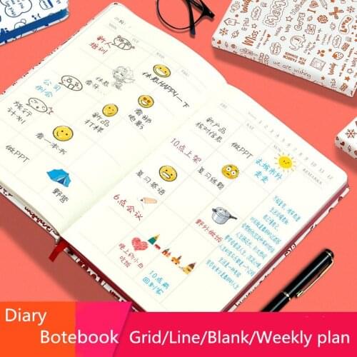 Organizer 2021 Planner A5 Creative Cartoon Book Notebook Journals Weekly Plan Memo Notepad Grid Line Blank Sketchbook Stationery