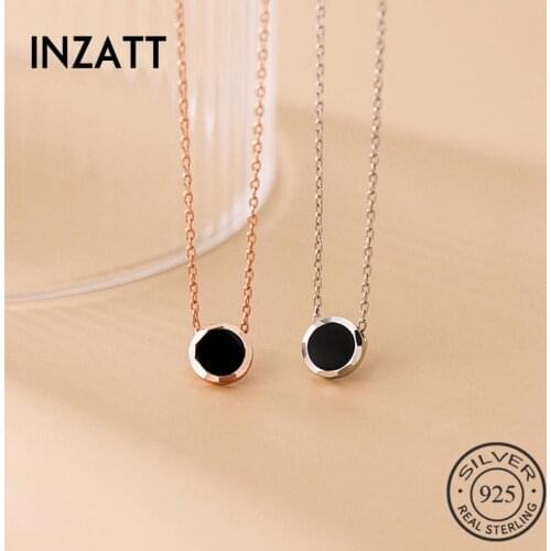 INZATT Real 925 Sterling Silver Enamel Round Choker Necklace For Fashion Women Party Fine Jewelry Hiphop Geometric Accessories