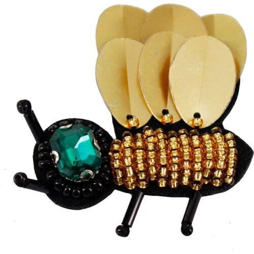 Bees Sequins Rhinestones Badges Bead Patches Embroidery Applique Sew on Brooches Shoes Bags Decorated DIY Craft 20pieces