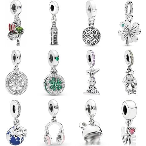 PDD DZ 34 925 Sterling Silver Spring New Charm Pendant with DIY Bracelet Necklace Jewelry Gift Carving Suitable for Women