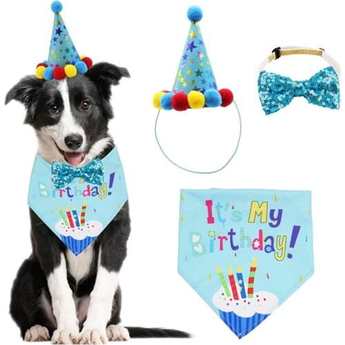 Pet Happy Birthday decorations report Saliva Towel Decorative Collar Printed Bandanas Puppy Napkin Hat Scarfs Bibs Dog Cat Toy