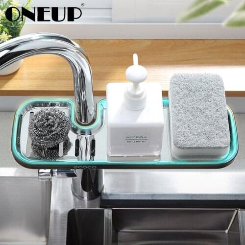 ONEUP Faucet Shelf For Bathroom Kitchen Drainable Storage Rack Organizer Bathroom Accessories Home Stainless Steel Shower Shelf