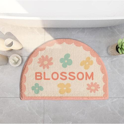 Semicircle Mats Anti-slip Absorbent Bathroom Mat Flower Bathroom Kitchen Bedroom Floor Mat Household Carpet Child Prayer Mat