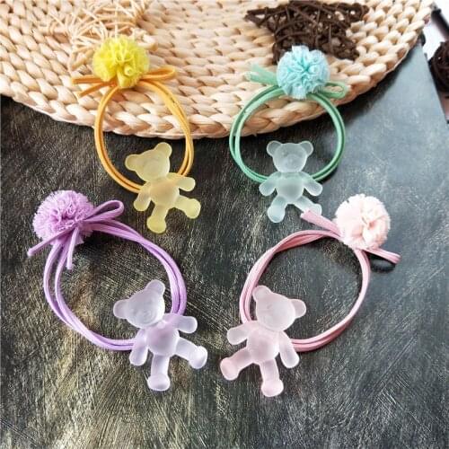 1PCS New Cartoon Cute Transparent Bear Princess Headwear Kids Elastic Hair Bands Children Ropes Baby Headdress Girls Accessories