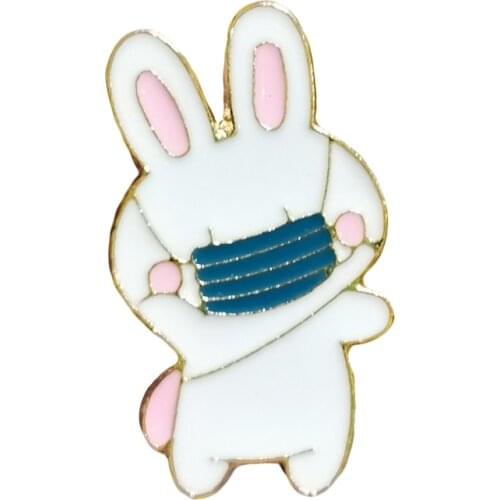 RSHCZY Animal Enamel Brooch Custom Alloy Badge Cartoon Rabbit Wish Pin For Backpacks Coat Jewelry Gift