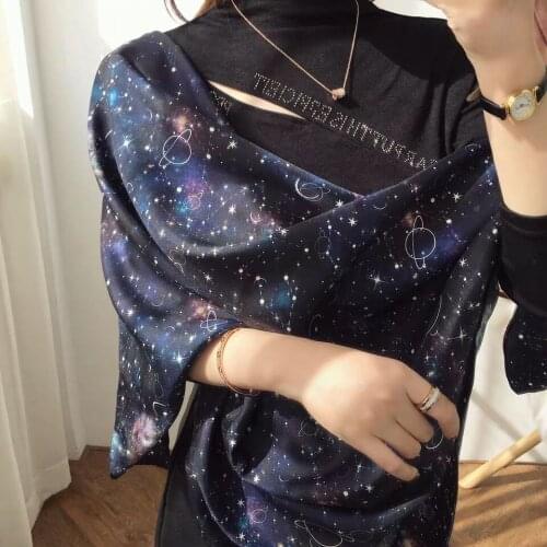 Star Print 100% Silk Scarf Shawl Wraps Women Charming Fashion Scarves Foulard 88x88cm