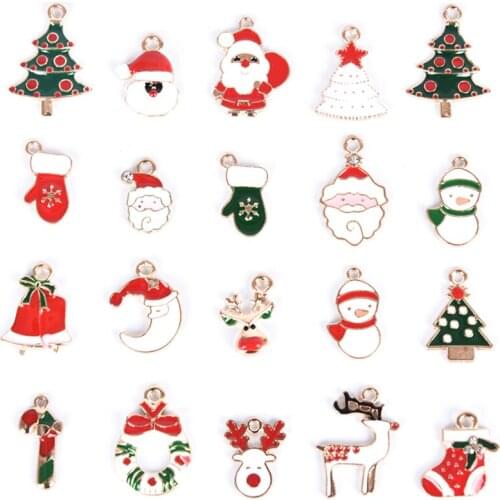 20Pcs/Set Enamel Alloy Mixed Christmas Charms Pendant Jewelry DIY Craft Making