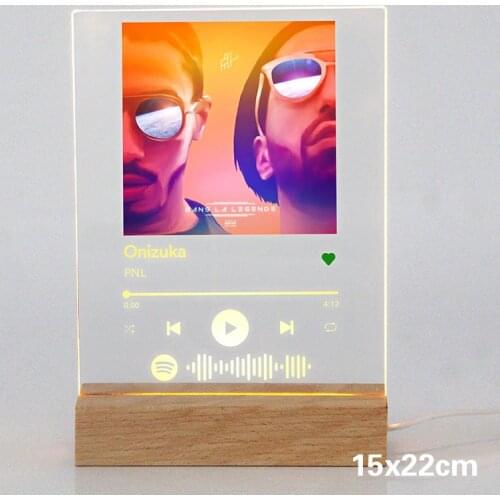 Spotify glass Led with light Customized transparent photos of plexiglass Album cover printing Decorative board gift