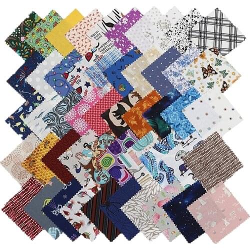3.93*3.93ꞌꞌ 50 Mixed Colors Square Pure Cotton Patchwork Fabric Handmade Diy Dolls Clothes Material TJ 1716