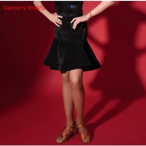 Latin Dance Girls Temperament Velvet Skirt Competition Clothes New Female Child Stage Profession Practice Clothing