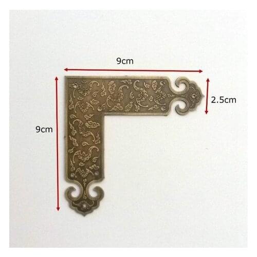Corner Brackets Chinese antique furniture hardware copper angle piece c.flower copper clad door corner protecting hardware