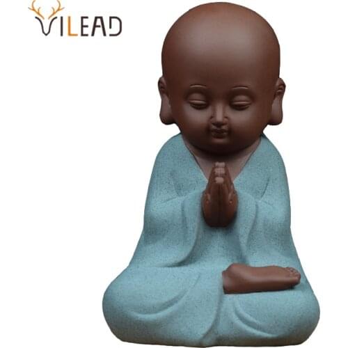 VILEAD Mini Monk Statue Creative Ceramic Buddha Figurines For Interior Sculpture Living Room Decoration Object Desk Accessories