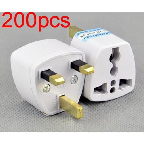 High quality 200 Pcs / Lot Universal EU US AU to UK AC Travel Power Plug Charger Adapter Converter Travel Adaptors UK