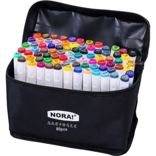 W3JD Dual Headed 80 Colors Markers Animation Sketch Pens Drawing Marker Coloring Drawing Pens Professional Art Paint Tool Set