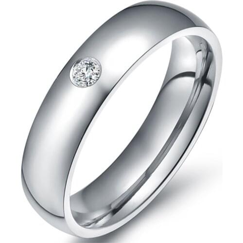 10mm Width Brand Design Rhinestone 316L Stainless Steel Rings For Women Gold Color Wedding Jewelry