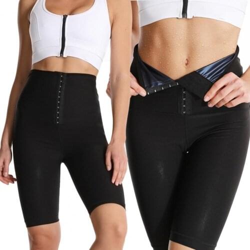 2021 Women Yoga Short Sauna Pants High Waist Hip Lift Solid Color Weight Loss Fat Burner Slimming Leggings Shorts Body Shaper