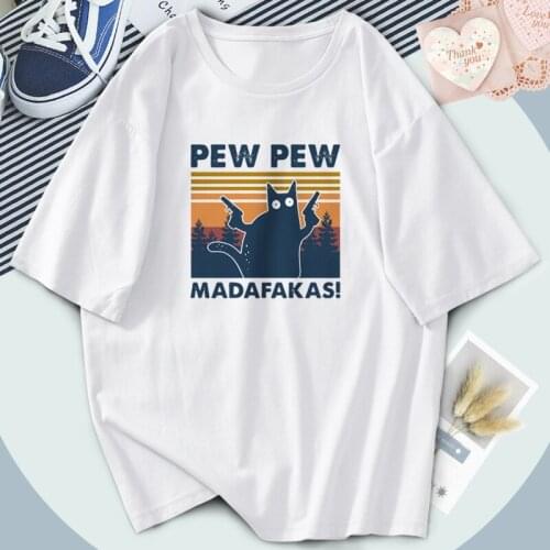 Funny Pew Madafakas Women T-shirts Fashion Print 2021 Retro Tshirts Hip Hop Outdoor Cosplay Top Tees Breathable Ladies Camiaetas