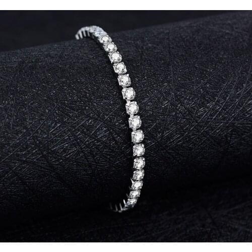 Trendy Moissanite Bangle Bracelet 100% Real 925 Sterling silver Wedding Bracelets For Women Bridal Sizeable Tennis Party Jewelry