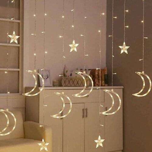 1pc 138LED Light String Moon Star Shape Decor Curtain Lights Strings LED Snowflake Lamp Festival Party Decor Wedding Home Decors
