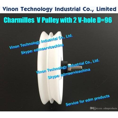 104463270 edm V-Roller Ø96mm with 2 V-holes, 446.327.0 REVERSION ROLLER 2 V PULLEY for ROBOFIL 330 w/edm machines wear parts