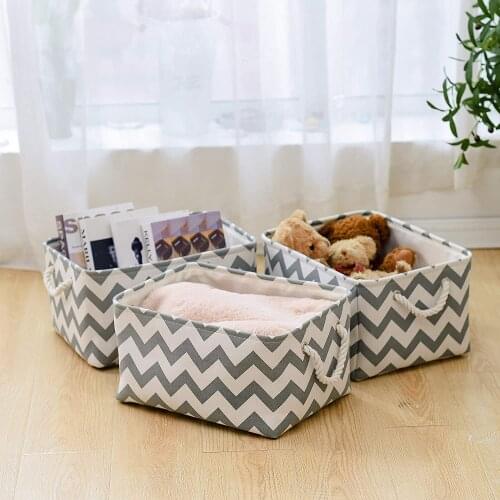 2021 New Folding Canvas Fabric Storage Box For Kids Toys Organizer Nursery Laundry Basket Home Closet Sundries Bag With Handles