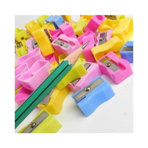 3pc Pencil sharpener single hole plastic cutter knife learning school stationery random color