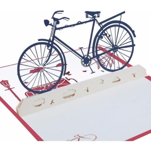 3D Bicycle Pop Up Greeting Cards Valentine Lover Happy Birthday Anniversary Gift