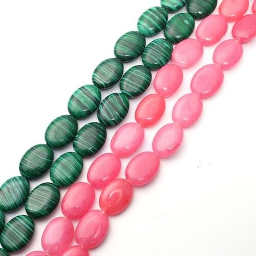 50pcs Natural Stone Roses Quartz Blue Sandstone Oval Flat Loose Beads Charm Pendant for Jewelry Making DIY Bracelet Earring Free