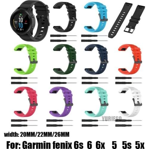 50pcs 26 22 20MM Watchband for Garmin Fenix 6 6s 6X 5 5S 3 3HR D2 S60 GPS Watch Quick Release Silicone Easyfit Band Strap