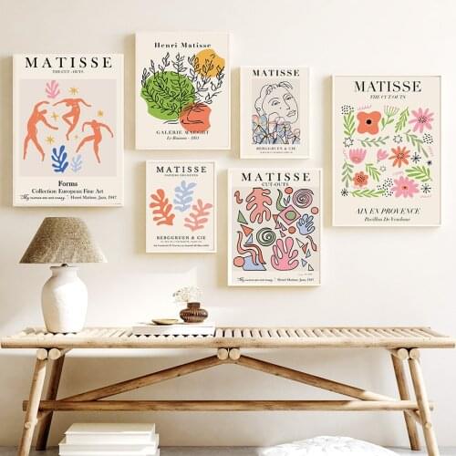 Abstract Matisse Line Face Coral Flower Nordic Posters And Prints Wall Art Canvas Painting Wall Pictures For Living Room Decor