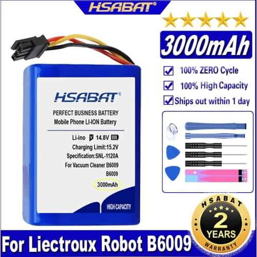 HSABAT B6009 3000mAh Battery for Liectroux Robot Vacuum Cleaner for Liectroux Robot B6009 Batteries