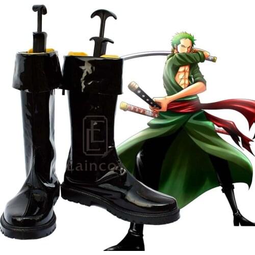 Anime One Piece After Two Years Roronoa Zoro Cosplay Halloween Party Shoes Black Boots Custom-made