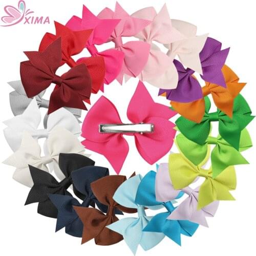 XIMA 20pcs/lot 3''Grosgrain Ribbon Hair Bow with Clip Girls Bow Hair Clip Hairpins Fashion Kids Hair Accessories