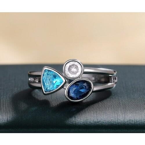 CAOSHI Trendy Style 3 Different Geometrical Shape Stones Lucky Ring Exquisite Wedding Engagement Jewelry for Women Drop Shipping