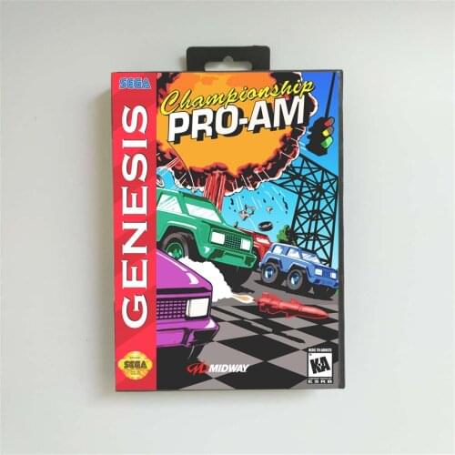 Championship PRO-AM - USA Cover With Retail Box 16 Bit MD Game Card for Sega Megadrive Genesis Video Game Console