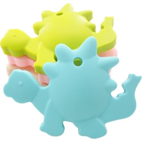 Chenkai 2PCS BPA Free Silicone Dinosaur Teether Baby Cute Cartoon Teething For Baby Necklace Pendant Teething Chewing Toys