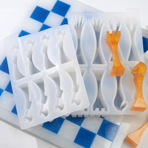 DM120 International Chess Pieces Board Game Checker Molde Resina For Resin Art Supplies Manualidades