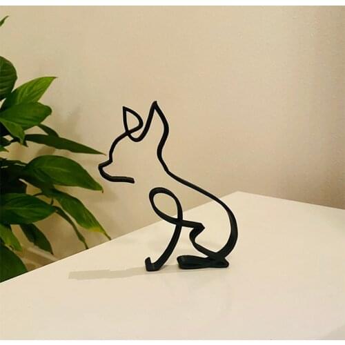 Home Artware Cartoon Dog Hollow Out Figurine Metal Ornament Desktop Decor for Sitting Room Bedroom