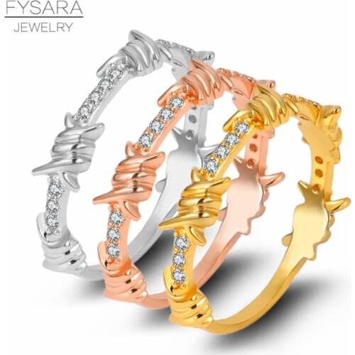 FYSARA Austrian Crystals Paved Braiding Ring Couple Midi Love Ring Twist Thorns X Cross Finger Ring Jewelry For Women Men