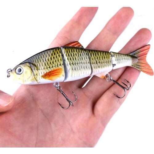 HENGJIA 1PCS 3D Eyes Multi Jointed Bass Fishing Lure Lifelike 4 Sections Swimbait Crankbait Hard Bait Fish Lure Fishing Tackle