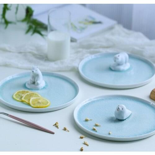 Innovative Ceramic Disc Handmade Character Ice Cracked Home Fruit Snack Plate