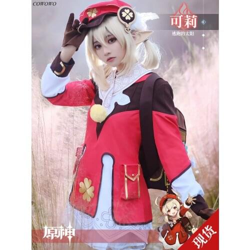 Anime!Genshin Impact Klee Spark Knight Game Suit Lovely Lolita Uniform Cosplay Costume Halloween Party Outfit For Women 2020 NEW