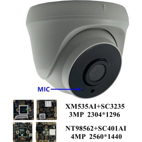 Built-In MIC 4/3MP IP Ceiling Dome Camera Auido NT98562+SC401AI 2560*1440 3 Array LEDs Infrared IRC VMS XMEYE ONVIF Radiator