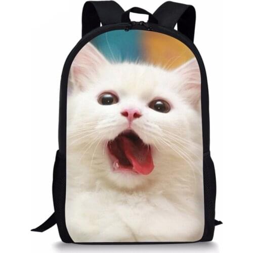 Cute 3D Animal Cat Printed School Backpacks for Student Children Girls 16 inch Rucksacks Travel Bags Women Mochila