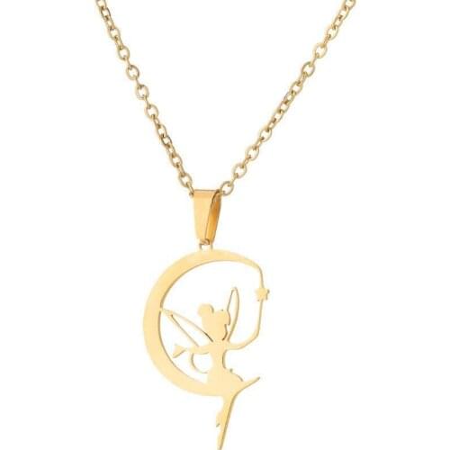 BAECYT Women Fashion Necklace Crystal Flower Fairy Elf Necklaces for Women Girls Cute Angel Wings Sweater Chain Choker Jewelry