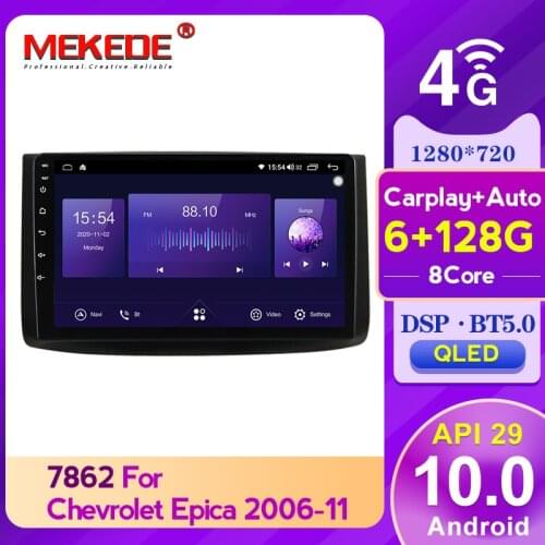 Mekede DSP 6GB+128GB Carplay QLED 1280*720 Android 10.0 Radio GPS Car Muletimedia Player For Chevrolet Aveo T250 2006 - 2012