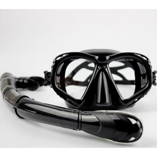 C319 Adult men and women anti-fog wear-resistant tempered glass flat light goggles snorkeling mirror full dry snorkel set