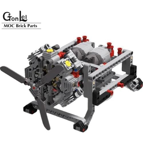 NEW High-Tech Mechanical Series MOC Kits 8-Cylinder Radial Aircraft Engine Assembly Building Blocks Bricks model Toys Gifts