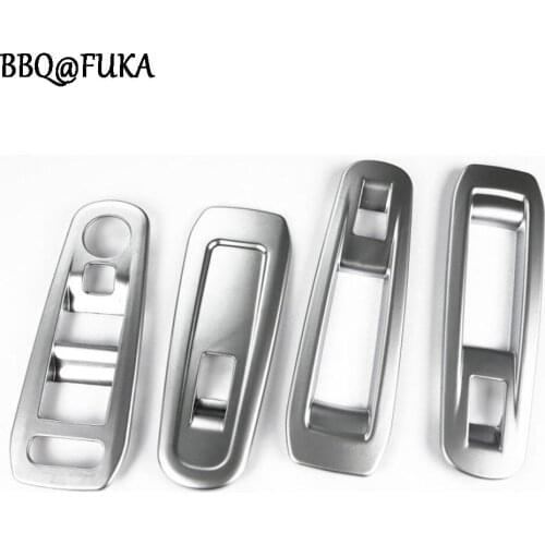 BBQ@FUKA 4Pcs Matte Door Window Switch Button Control Panel Cover ABS Trim Frame Deocration Fit For Peugeot 408 2014 Car-Styling